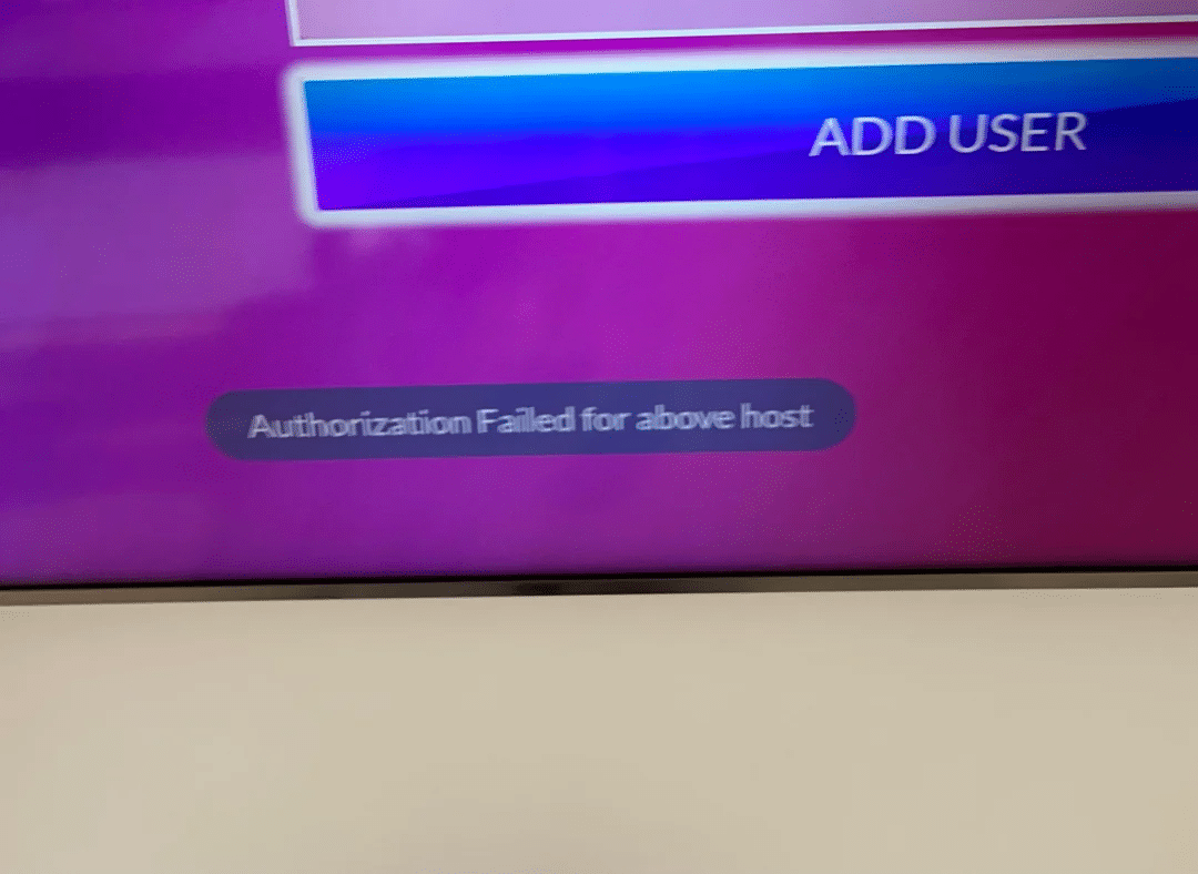 Authorization failed for above host